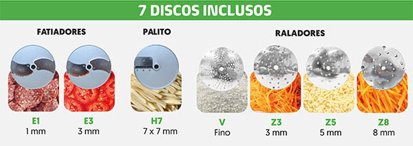 Discos  e cortes do processador de alimentos PA-7 PRO
