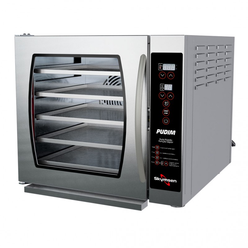 FORNO PARA PUDIM, TURBO ELÉTRICO COMPACTO, COM VAPOR, COM 5 ASSADEIRAS